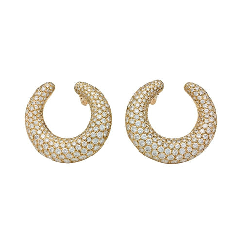 Boucles d'oreilles Cartier - Boucles d’oreilles créoles en or jaune 750 et diamants 58 Facettes 29012