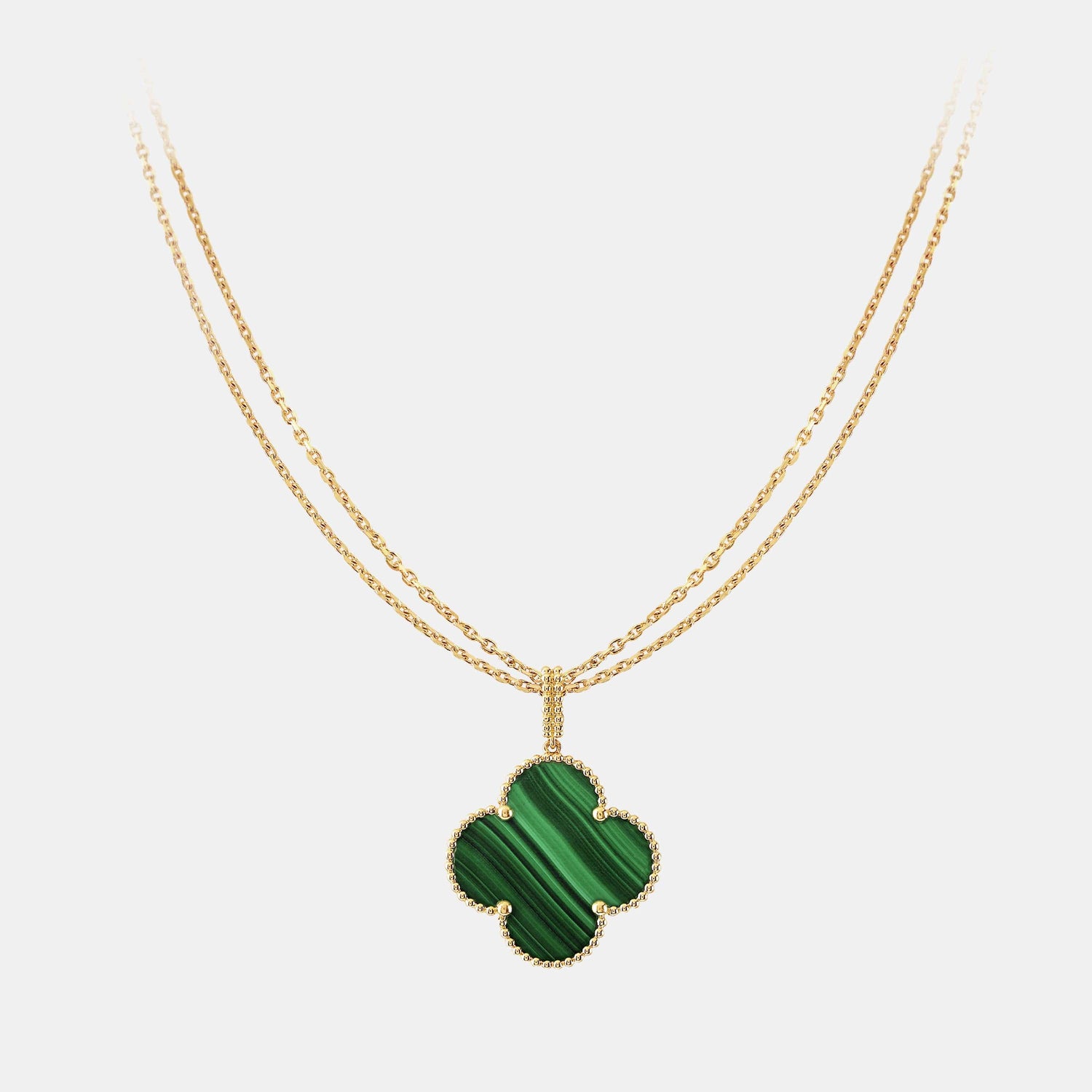 Collier Magic Alhambra Or jaune Malachite 1ct