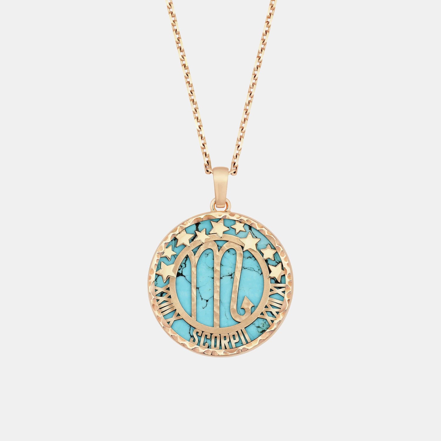 Collier Zodiaque Or rose Turquoise 