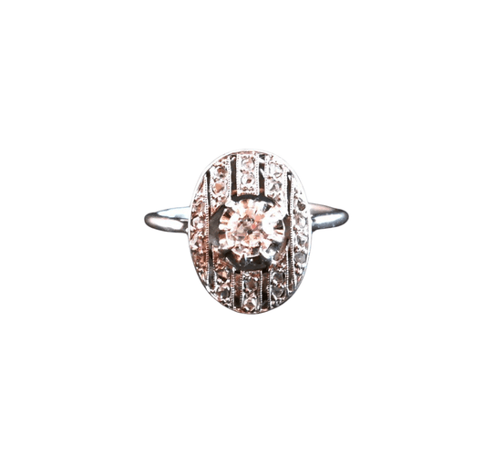 Bague 52 Bague Art Déco Diamants, Or Blanc 58 Facettes