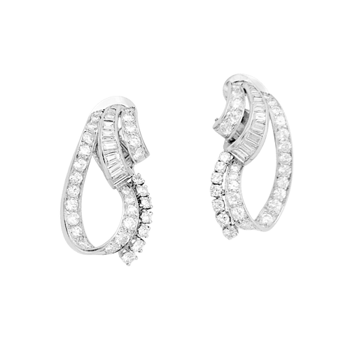 Boucles d'oreilles Boucles d’oreilles clips en or blanc 750 serties de diamants 58 Facettes 34705