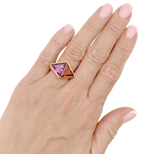 Bague 52 O.J. Perrin - Bague en or jaune avec citrine, améthyste et diamants 58 Facettes 34787