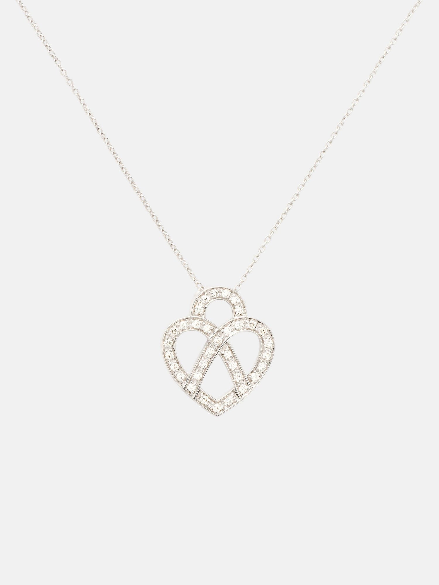 Collier Coeur Entrelacé Or blanc Diamant 0.10ct