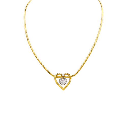 Collier Buccellati Valentina - Collier double cœur en or jaune et blanc, diamants 58 Facettes 35176