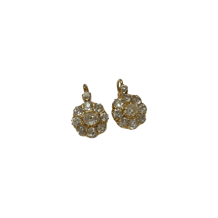 Boucles d'oreilles Dormeuses diamants taille ancienne or jaune 58 Facettes