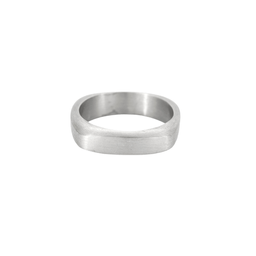 Bague 60 BAGUE CARREE OR BLANC BROSSE 58 Facettes M8872