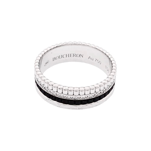 Bague 58 Boucheron Quatre Black Edition Small - Bague en or blanc, PVD et diamants 58 Facettes 35206