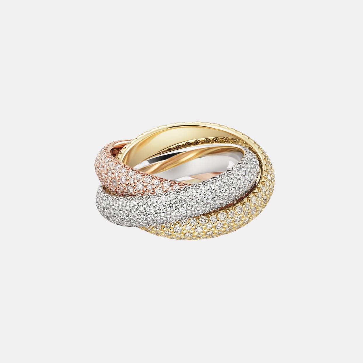 Bague Trinity Grand Modèle 600 Diamants Pavé