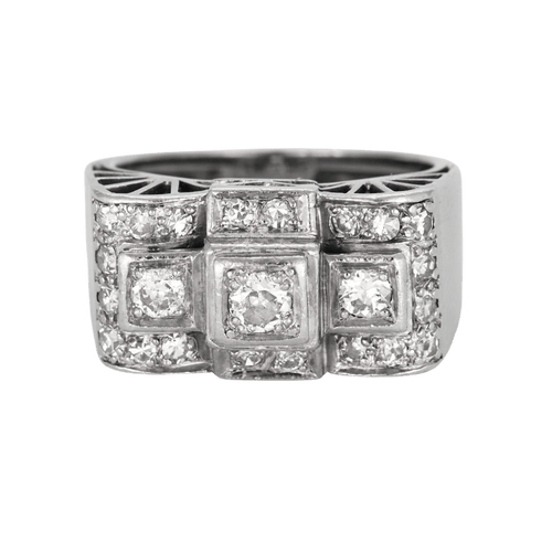 Bague 51 Bague des années 1940 en or gris et diamants 58 Facettes DV7242-3-51-2