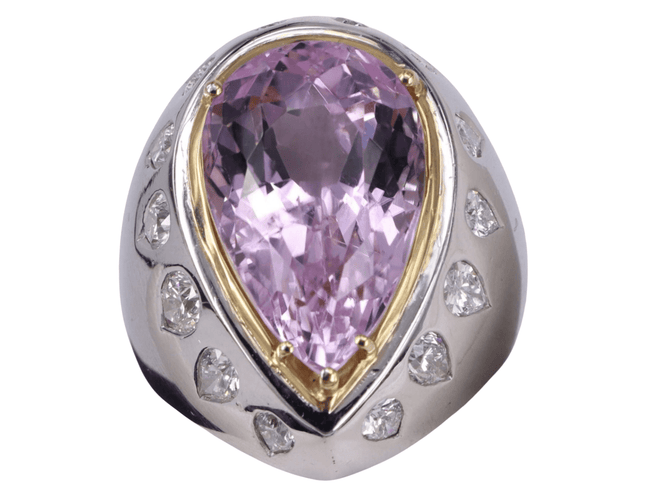 Bague 60 pear amethyst and diamond statement white gold ring 58 Facettes BA-1492
