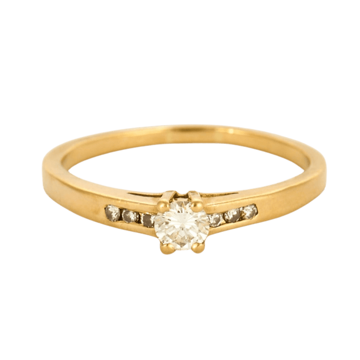 Bague 51 Bague solitaire en or jaune et diamant 58 Facettes DV0665-4-51-2