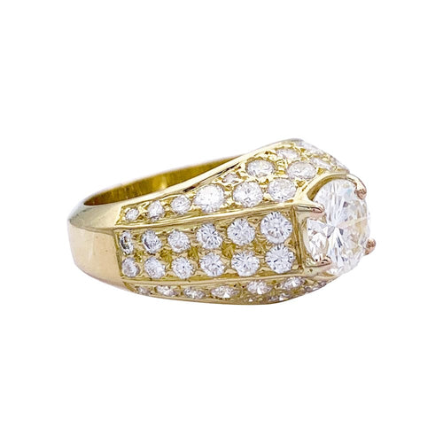 Bague 51 Bague jonc anglais en or jaune 750 sertie de diamants 58 Facettes 32736