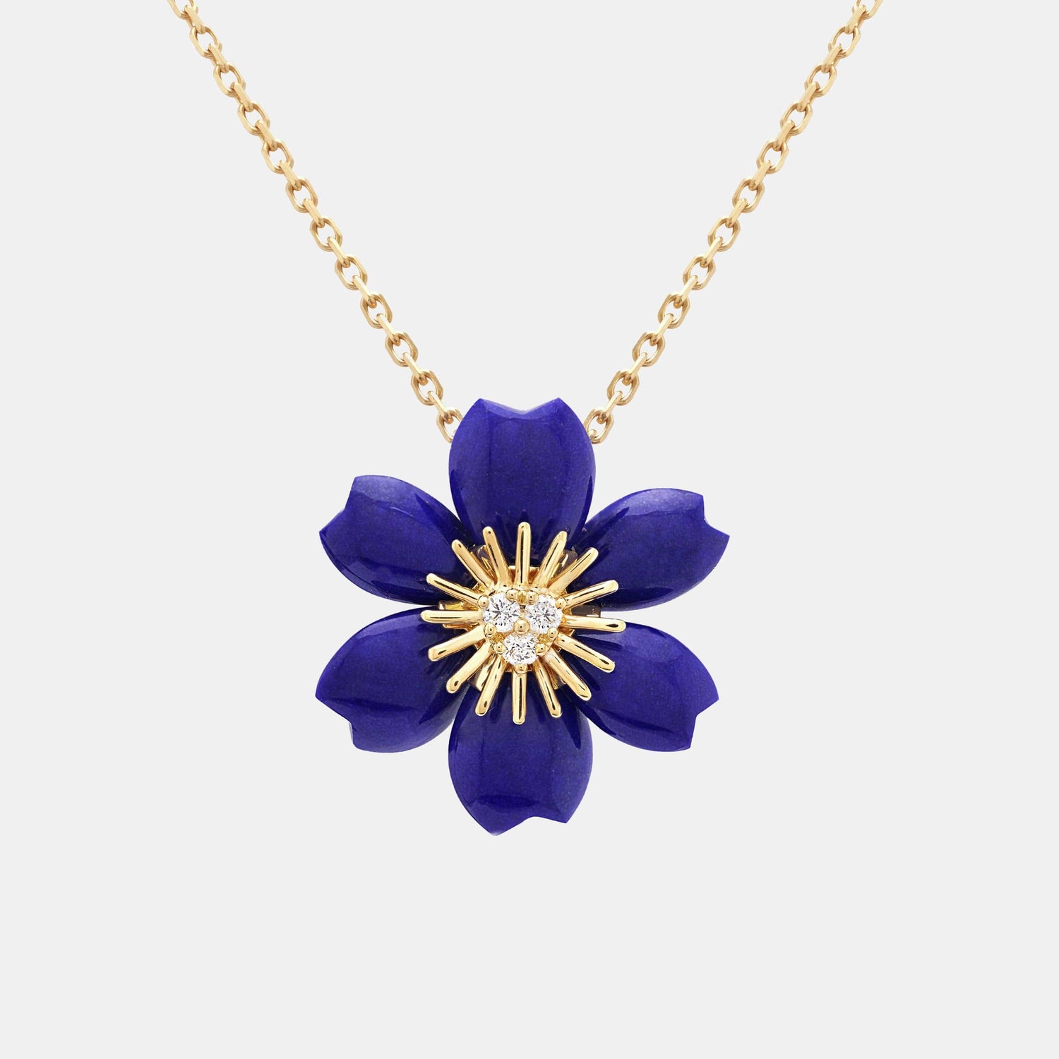 Pendentif Rose de Noël Or jaune Diamant 0.11ct