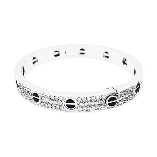 Bracelet Cartier Love - Bracelet ouvrant en or blanc et diamants 58 Facettes 35238