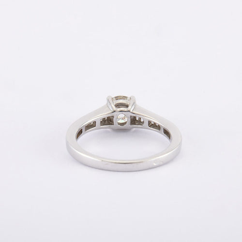 Bague 54 / Blanc/Gris / Or 750 Bague Solitaire Diamant 0.83 Carat 58 Facettes 120396R-200070R