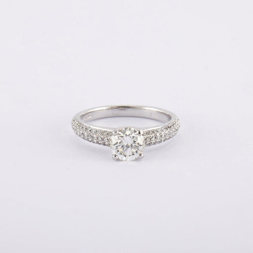 Bague 52 / Blanc/Gris / Or 750 Bague Solitaire Diamant 0.94 Carat 58 Facettes 120376R-210241R