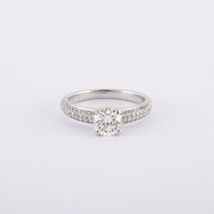 Bague 52 / Blanc/Gris / Or 750 Bague Solitaire Diamant 0.94 Carat 58 Facettes 120376R-210241R