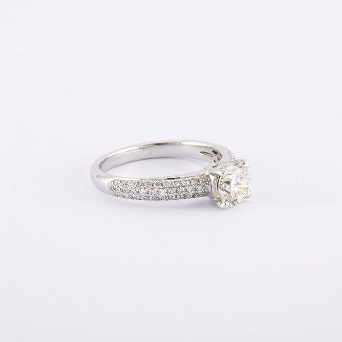 Bague 52 / Blanc/Gris / Or 750 Bague Solitaire Diamant 0.94 Carat 58 Facettes 120376R-210241R