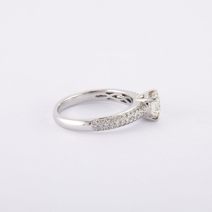 Bague 52 / Blanc/Gris / Or 750 Bague Solitaire Diamant 0.94 Carat 58 Facettes 120376R-210241R