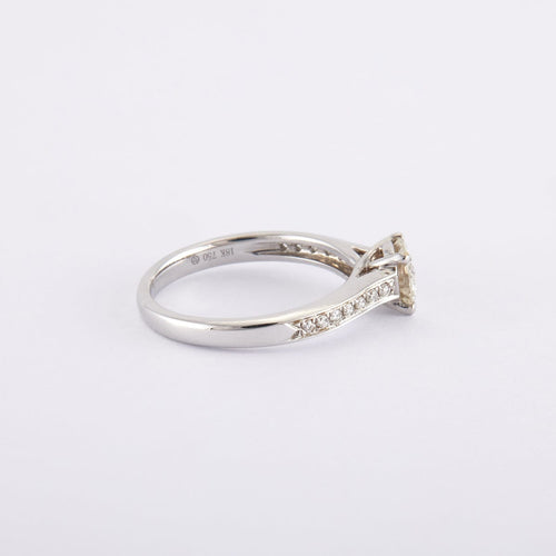 Bague 53 / Blanc/Gris / Or 750 Solitaire accompagné Diamant 0.72 carat 58 Facettes 120377R-220105R