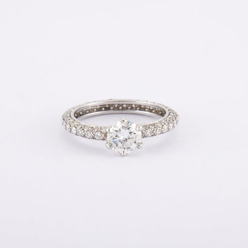 Bague 55 / Blanc/Gris / Or 750‰ Bague Solitaire Diamant 0.93 carat 58 Facettes 210067R-210240R