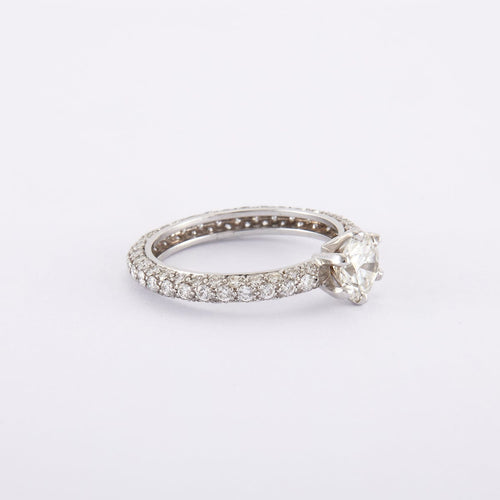 Bague 55 / Blanc/Gris / Or 750‰ Bague Solitaire Diamant 0.93 carat 58 Facettes 210067R-210240R