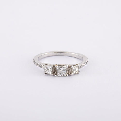 Bague 53 / Blanc/Gris / Or 750 Bague Trilogie Diamants 58 Facettes 220012R