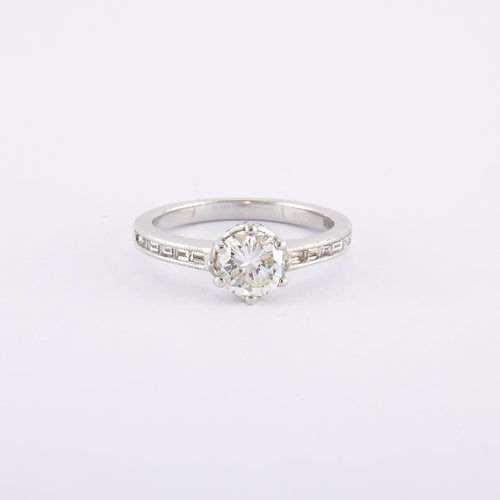 Bague 54 / Blanc/Gris / Or 750‰ Bague Solitaire Diamant 1.00 carat 58 Facettes 120333R-210139R