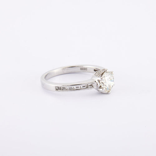 Bague 54 / Blanc/Gris / Or 750‰ Bague Solitaire Diamant 1.00 carat 58 Facettes 120333R-210139R