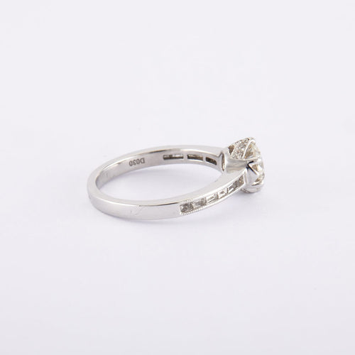 Bague 54 / Blanc/Gris / Or 750‰ Bague Solitaire Diamant 1.00 carat 58 Facettes 120333R-210139R