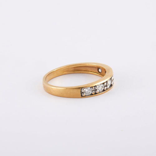 Bague 54 / Jaune / Or 750 Demi-alliance 6 Diamants 58 Facettes 220109R