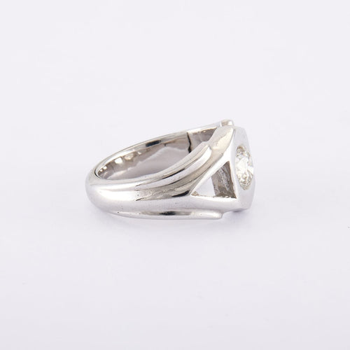 Bague 55 / Blanc/Gris / Or 750 Bague Solitaire Diamant 0.93 carat 58 Facettes 140121R