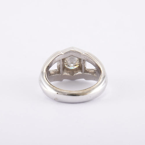 Bague 55 / Blanc/Gris / Or 750 Bague Solitaire Diamant 0.93 carat 58 Facettes 140121R