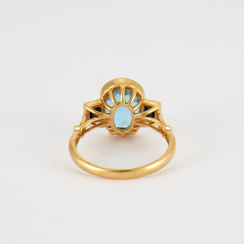 Bague 53 Bague en or jaune topaze & saphir 58 Facettes