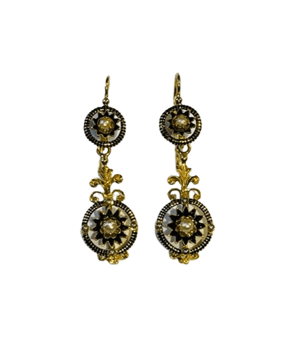 Boucles d'oreilles Paire de pendants époque Napoléon III 58 Facettes 0