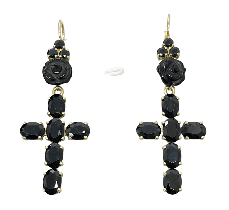 Boucles d'oreilles Dolce & Gabbana - Boucles Devotion Saphirs Jais 58 Facettes