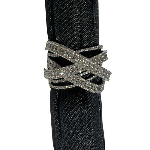 Bague Bague bombée or blanc et diamants 58 Facettes