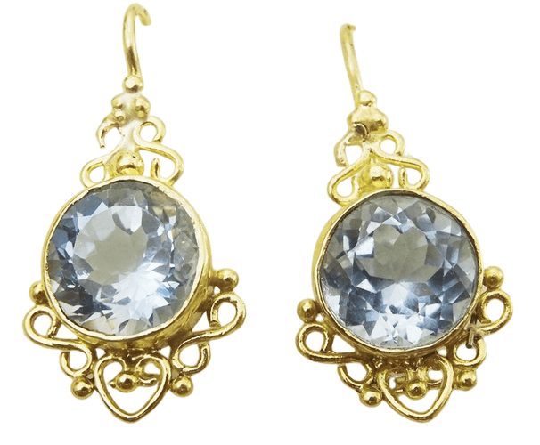Boucles d'oreilles Boucles d'Oreilles Or, Topaze Bleue 58 Facettes