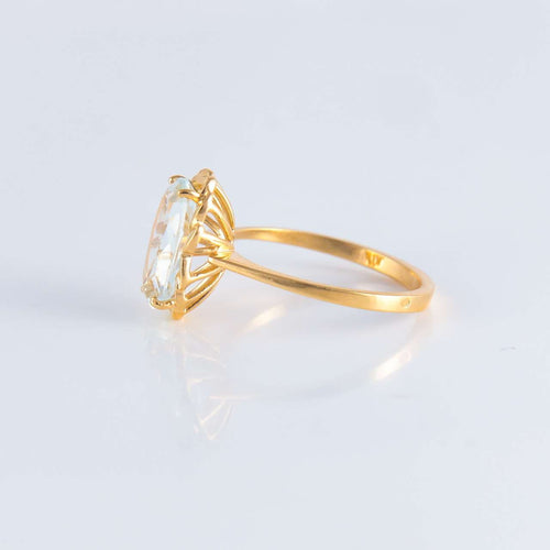 Bague 53 Bague Aigue-marine ovale 58 Facettes JE209