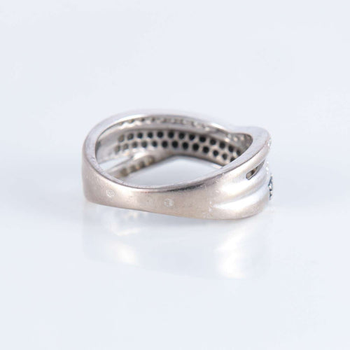 Bague 53 Bague Croisée pavage Diamants noirs et blancs 58 Facettes JE239