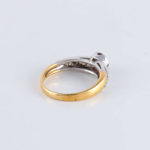 Bague 53 Bague bicolore Rubis et pavage Diamants 58 Facettes FM77