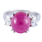 Bague 51 Bague en or gris, Rubis cabochon, Diamants 58 Facettes ALGU03