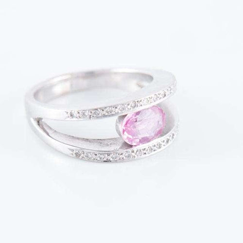 Bague 56.5 Bague double corps Saphir rose 58 Facettes HS2436