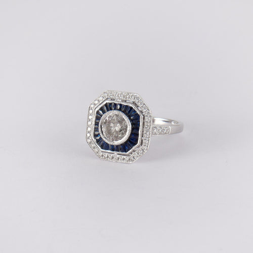 Bague 56 Bague saphir diamant - style Art Déco 58 Facettes