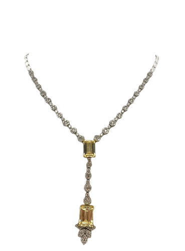 Collier Collier en Or blanc, Diamants et Pierres Jaunes 58 Facettes 20400000471