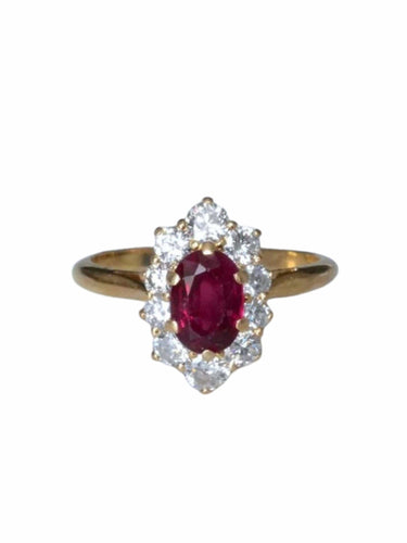 Bague Bague marguerite rubis et diamants 58 Facettes