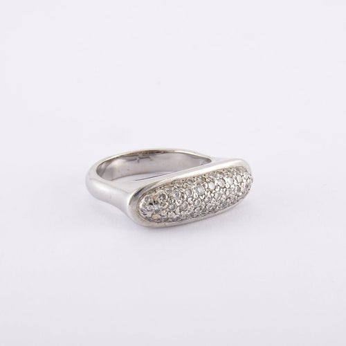 Bague 55 / Blanc/Gris / Or 750 Bague Or blanc pavage diamants 58 Facettes 120462R