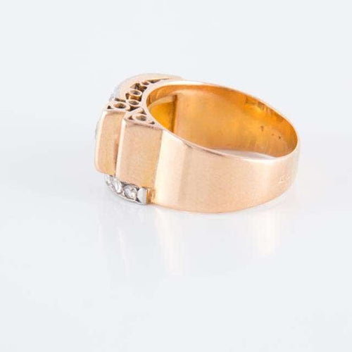 Bague 58.5 Bague Tank Platine Or jaune Diamants 58 Facettes HS20861