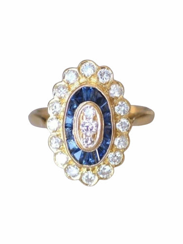 Bague style Art Deco saphirs & diamants 58 Facettes