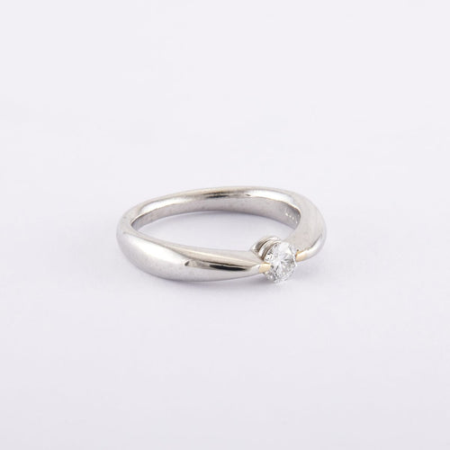 Bague 51 / Blanc/Gris / Platine 900 Bague Solitaire 0.25 carat 58 Facettes 140490R